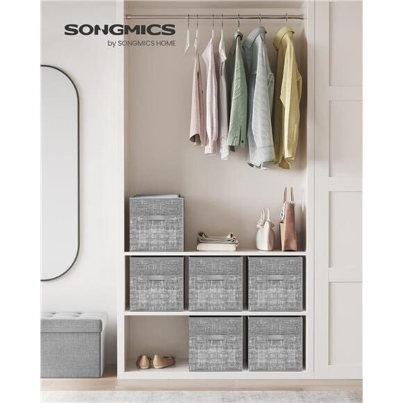 Storage Cubes, 11.8-Inch Non-Woven Fabric Bins with Double Handles, Set of 6 - Picture 3 of 7